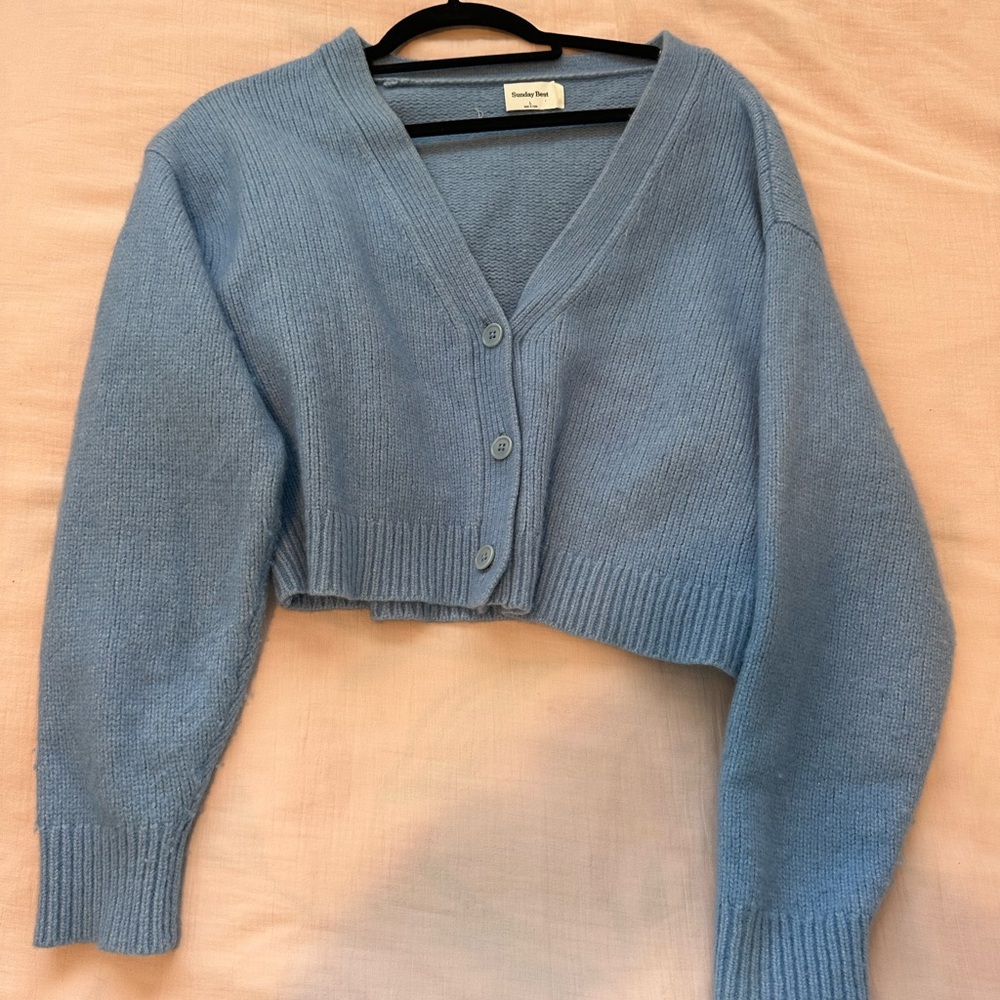 light blue sunday best aritizia cardigan sweater